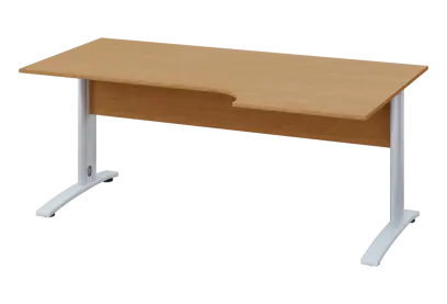 ERK 18 - 186 stůl kancelářský, rohový, pravý, kovová podnož bílá, deska 18 mm, široký 1800 mm, buk Royal